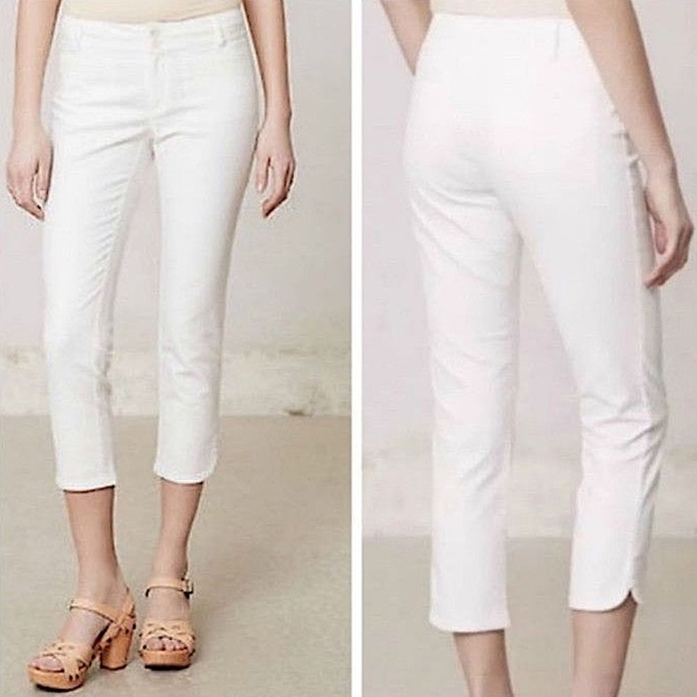 Anthropologie Cartonnier Charlie White Crop Casual Pants 4